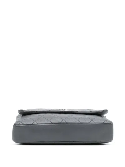 Pre-owned Chanel 2015-2016 Quilted Calfskin Couture Messenger Bag Crossbody Bag In Gray