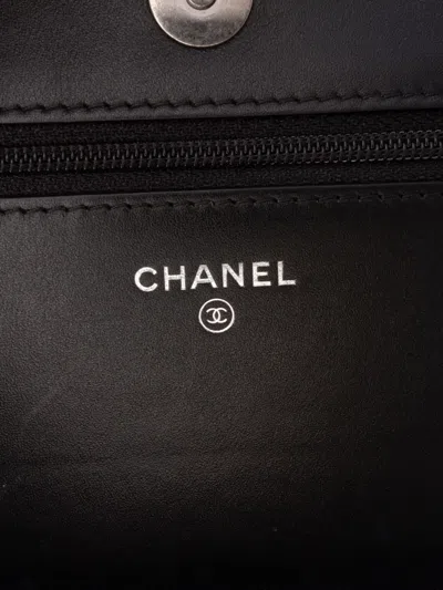Pre-owned Chanel 2019 Calfskin Chain 20s Signe Wallet On Chain Crossbody Bag In Black
