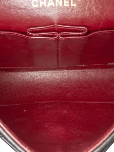 Pre-owned Chanel 1991-1994 Small Classic Lambskin Double Flap Shoulder Bag In Black