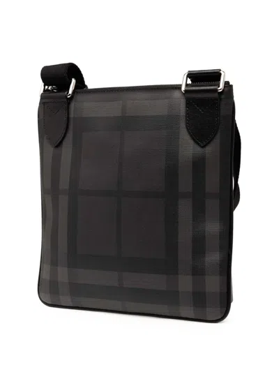 Pre-owned Burberry 2000-2017 Smoke Check Coated Canvas Beckley Crossbody Bag In Brown