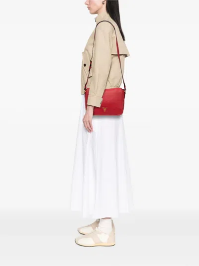 Pre-owned Prada 2010-2025 Vitello Phenix Flap Crossbody Bag In Red