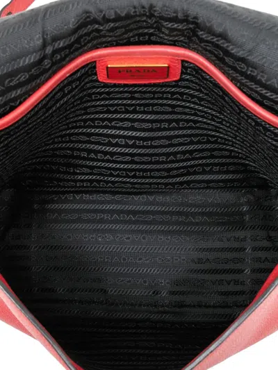 Pre-owned Prada 2010-2025 Vitello Phenix Flap Crossbody Bag In Red