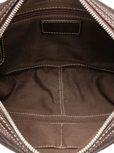 Pre-owned Loewe 2007 Nubuck Anagram Clutch Bag In Brown