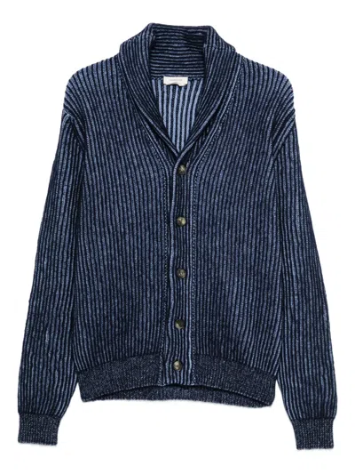 Jacob Cohen Striped Ribbed-knit Cardigan In Blue