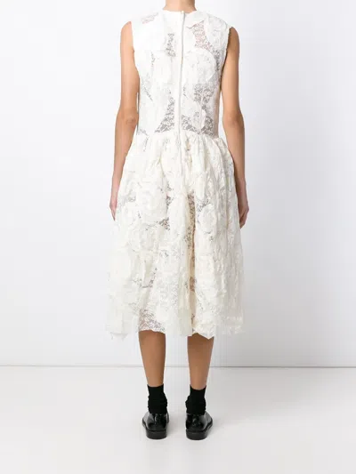 Comme Des Garçons White Floating Jacquard Flower Pattern Midi Dress In White
