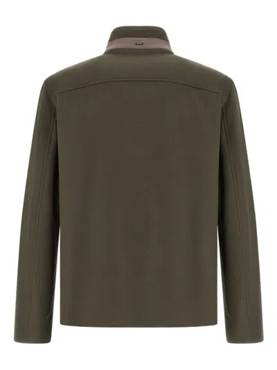 Herno High-neck Buttoned Jacket In Green