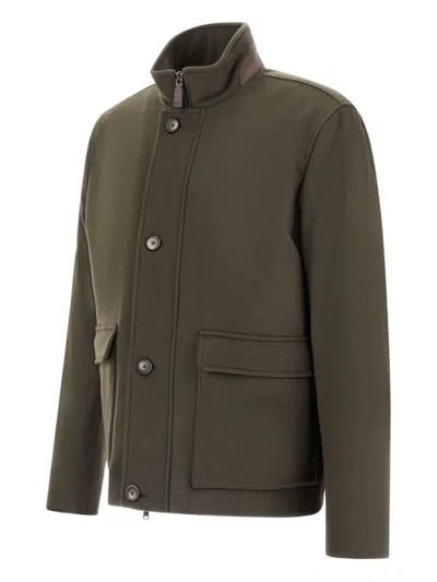 Herno High-neck Buttoned Jacket In Green