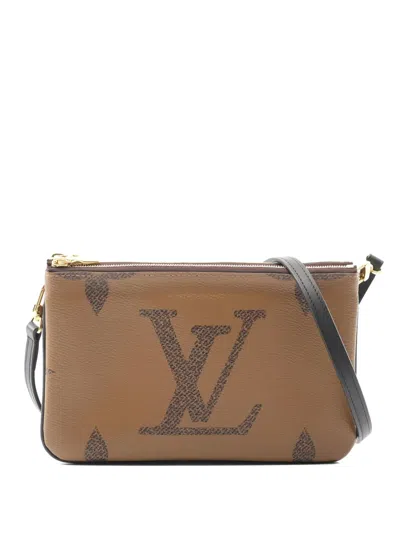 Pre-owned Louis Vuitton 2020 Double Zip Monogram Pochette Bag In Brown