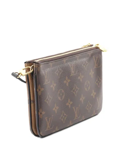 Pre-owned Louis Vuitton 2020 Double Zip Monogram Pochette Bag In Brown
