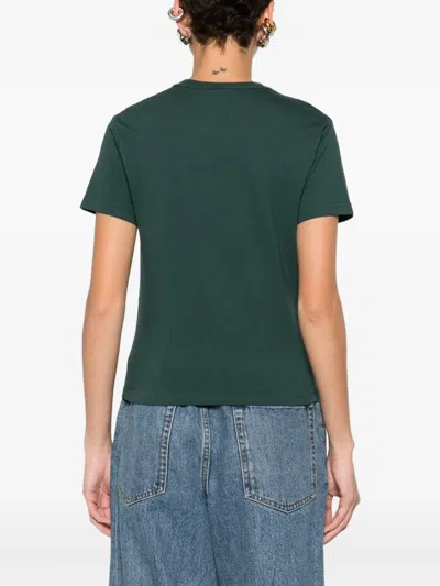 Gucci Women Cotton T-shirt With Gg Incrocio Logo Detail In Green