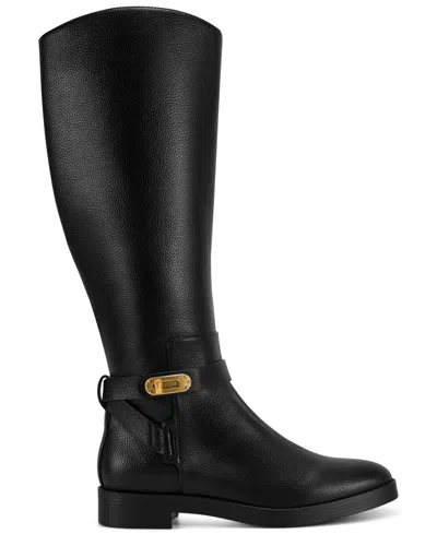 Donna Karan Women's Block Heel Donna Thompson Riding Boots In Black