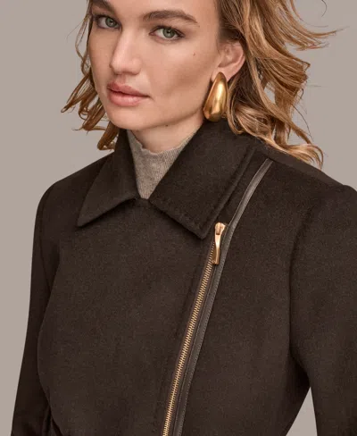 Donna Karan Women's Notch Collared Belted Coat In Brown