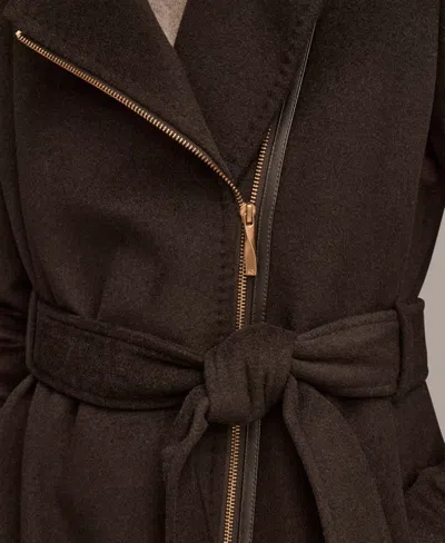 Donna Karan Women's Notch Collared Belted Coat In Brown