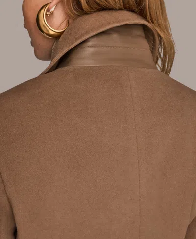 Donna Karan Women's Notch Collared Belted Coat In Brown