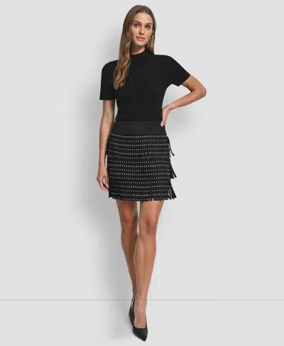 Dkny Women's Fringe Detail Mini Skirt In Black