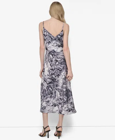 Dkny Women's Sleeveless Cowl Neck Midi Slip Dress In Multi