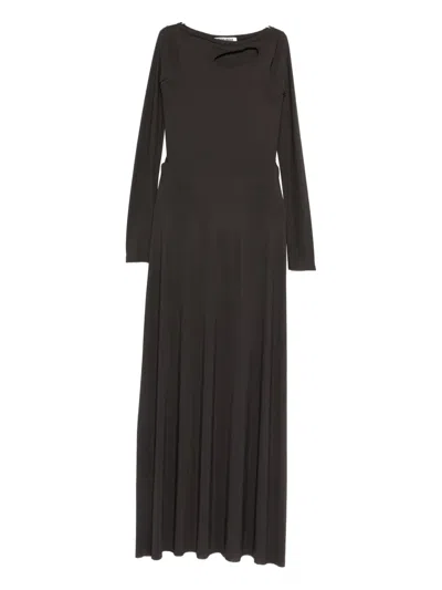 Ottolinger Cut-out Long-sleeve Maxi Dress In Brown