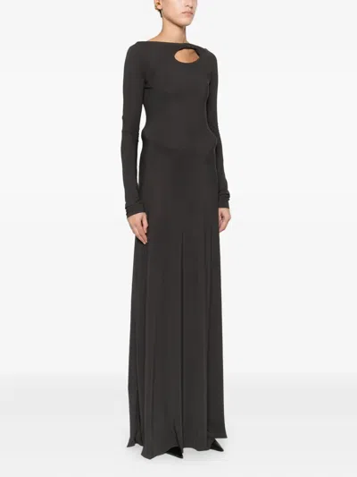 Ottolinger Cut-out Long-sleeve Maxi Dress In Brown