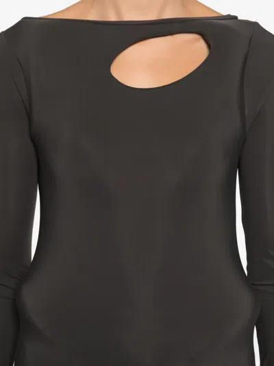 Ottolinger Cut-out Long-sleeve Maxi Dress In Brown