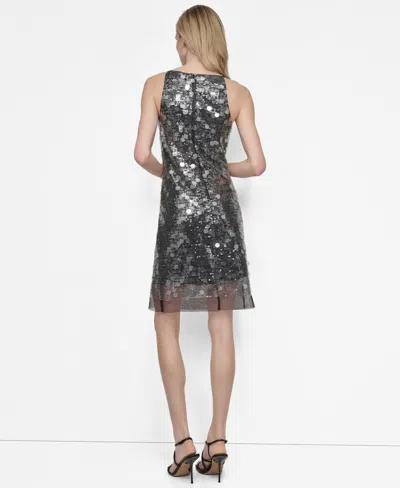 Dkny Women's Sleeveless Jewel Neck Sequin Sheath Dress In Multi