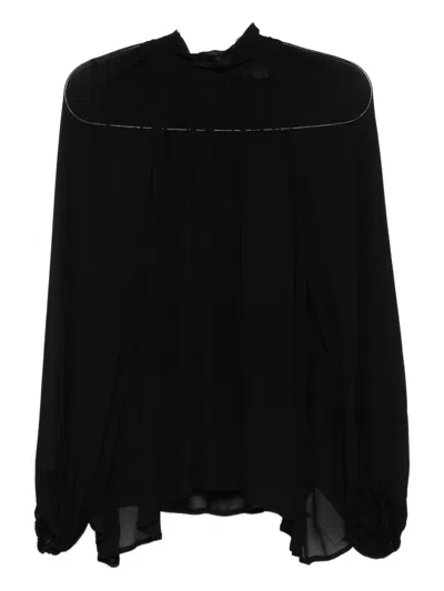 Isabelle Blanche Semi-sheer Blouse In Black