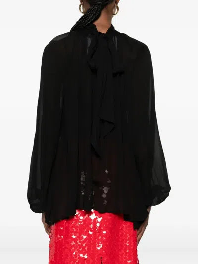 Isabelle Blanche Semi-sheer Blouse In Black