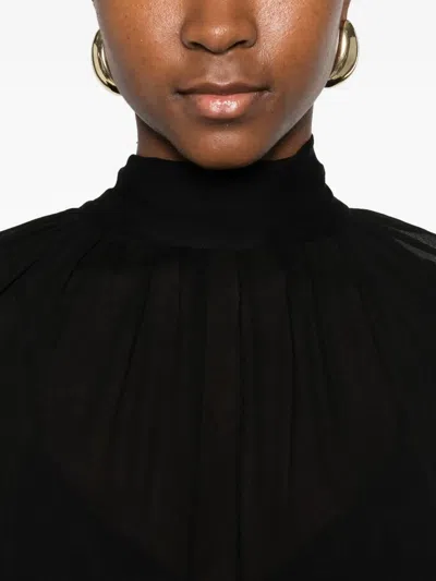 Isabelle Blanche Semi-sheer Blouse In Black