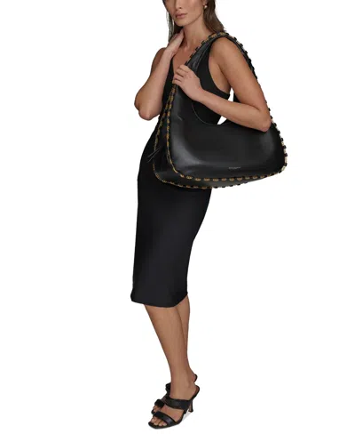 Donna Karan Batiste Triple Compartment Leather Shoulder Bag In Multi