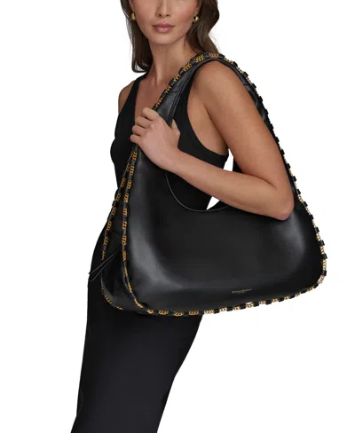 Donna Karan Batiste Triple Compartment Leather Shoulder Bag In Multi