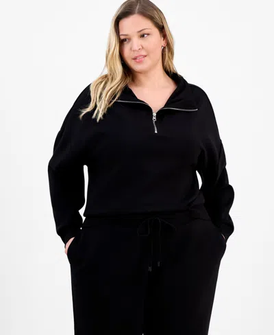 And Now This Trendy Plus Size Scuba 1/4-zip Sweatshirt, Macy's Exclusive In Animal Print