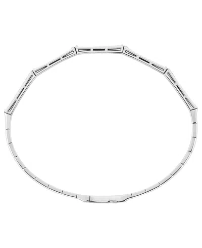 Macy's Lab-grown Emerald (1/3 Ct. T.w.) And Lab-grown White Sapphire (1/3 Ct. T.w.) Bangle In Sterling Silv In Metallic