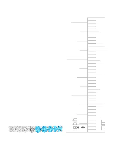 Macy's Blue Topaz (1 Ct. T.w.) And Lab-grown White Sapphire (1 Ct. T.w.) Band Ring In Sterling Silver In Metallic