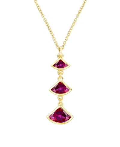 Macy's Lab-grown Ruby Pendant Necklace (1-1/5 Ct. T.w.) In 14k Gold Over Sterling Silver In Gold