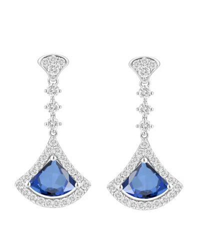 Macy's Lab-grown Sapphire (1-1/4 Ct. T.w.) And Lab-grown White Sapphire (1-1/2 Ct. T.w.) Drop Earrings In S In Metallic