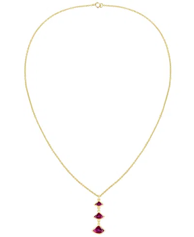 Macy's Lab-grown Ruby Pendant Necklace (1-1/5 Ct. T.w.) In 14k Gold Over Sterling Silver In Gold