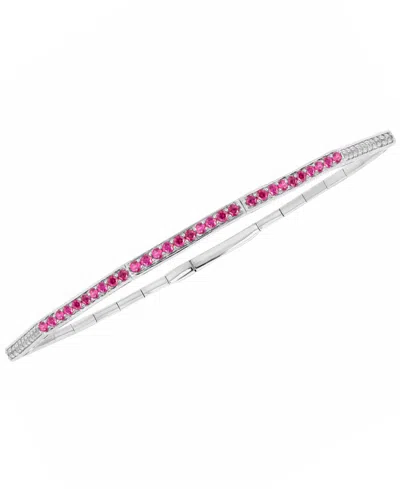 Macy's Lab-grown Ruby (1/2 Ct. T.w.) And Lab-grown White Sapphire (1/3 Ct. T.w.) Bangle In Sterling Silver In Pink