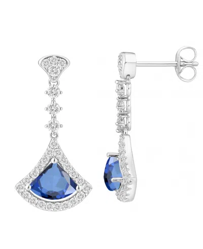 Macy's Lab-grown Sapphire (1-1/4 Ct. T.w.) And Lab-grown White Sapphire (1-1/2 Ct. T.w.) Drop Earrings In S In Metallic
