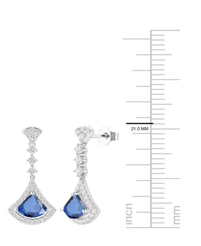 Macy's Lab-grown Sapphire (1-1/4 Ct. T.w.) And Lab-grown White Sapphire (1-1/2 Ct. T.w.) Drop Earrings In S In Metallic