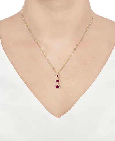 Macy's Lab-grown Ruby Pendant Necklace (1-1/5 Ct. T.w.) In 14k Gold Over Sterling Silver In Gold
