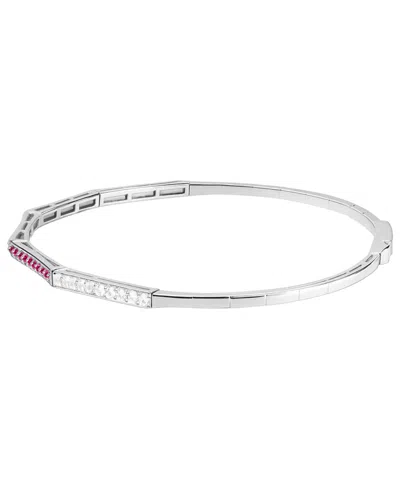 Macy's Lab-grown Ruby (1/2 Ct. T.w.) And Lab-grown White Sapphire (1/3 Ct. T.w.) Bangle In Sterling Silver In Pink