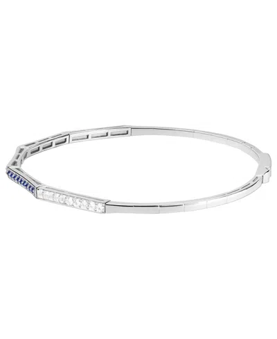 Macy's Lab-grown Sapphire (1/2 Ct. T.w.) And Lab-grown White Sapphire (1/3 Ct. T.w.) Bangle In Sterling Sil In Blue