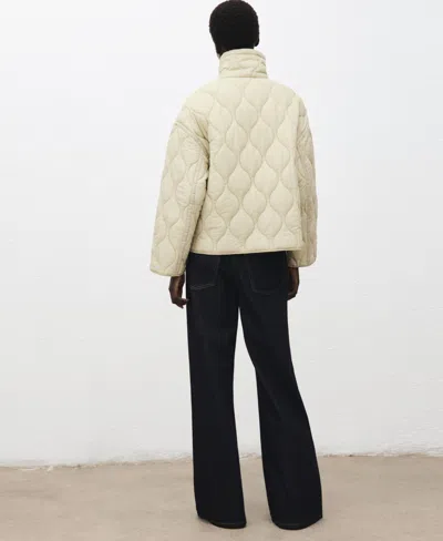 Mango Oversize Quilted Jacket In White