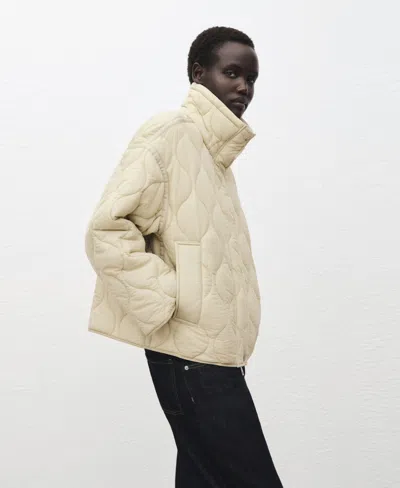 Mango Oversize Quilted Jacket In White