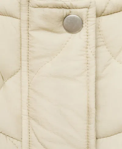 Mango Oversize Quilted Jacket In White