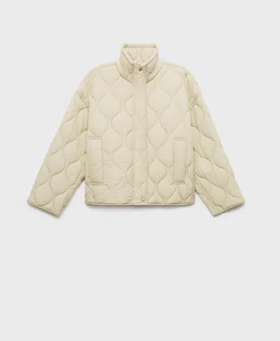 Mango Oversize Quilted Jacket In White