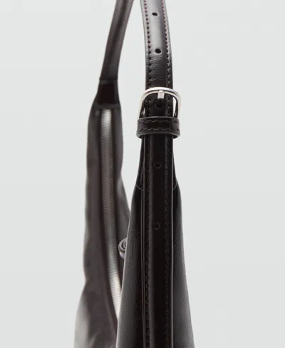 Mango Women's Pebbled Effect Medium Oval Bag In Brown