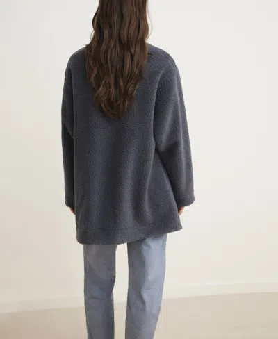 Mango Oversize High Pile Fleece Half Zip Pullover In Blue