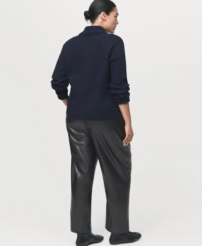 Mango Women's Leather-effect Elastic Waist Pants In Black