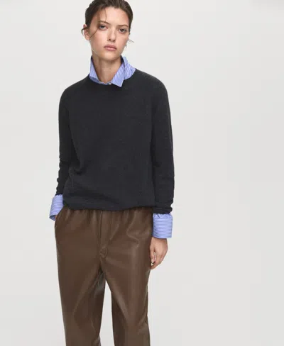 Mango Women's Leather-effect Elastic Waist Pants In Brown