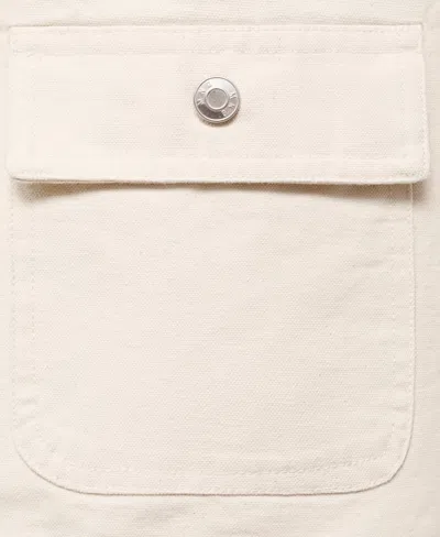 Mango Corduroy Collar Denim Jacket In Neutral